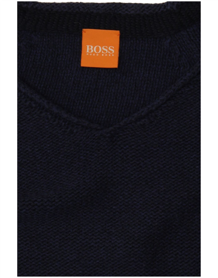 Sweter damski HUGO BOSS z dekoltem w kształcie litery V, UK 10, mały, granatowy
