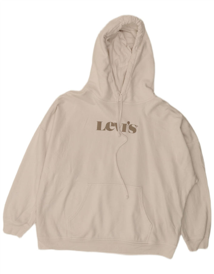Męski sweter z kapturem Levi's z grafiką, duży, biały, bawełniany