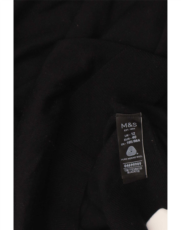 Marks & Spencer Damski sweter z okrągłym dekoltem, UK 12, średnia czarna wełna