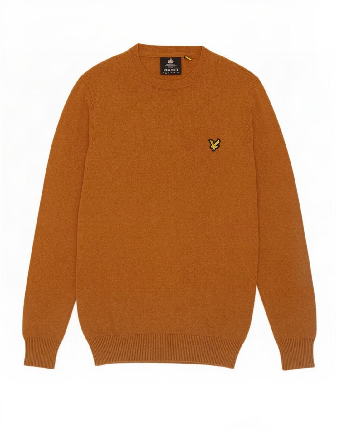 Męski sweter z okrągłym dekoltem Lyle & Scott, mały, brązowy, bawełniany