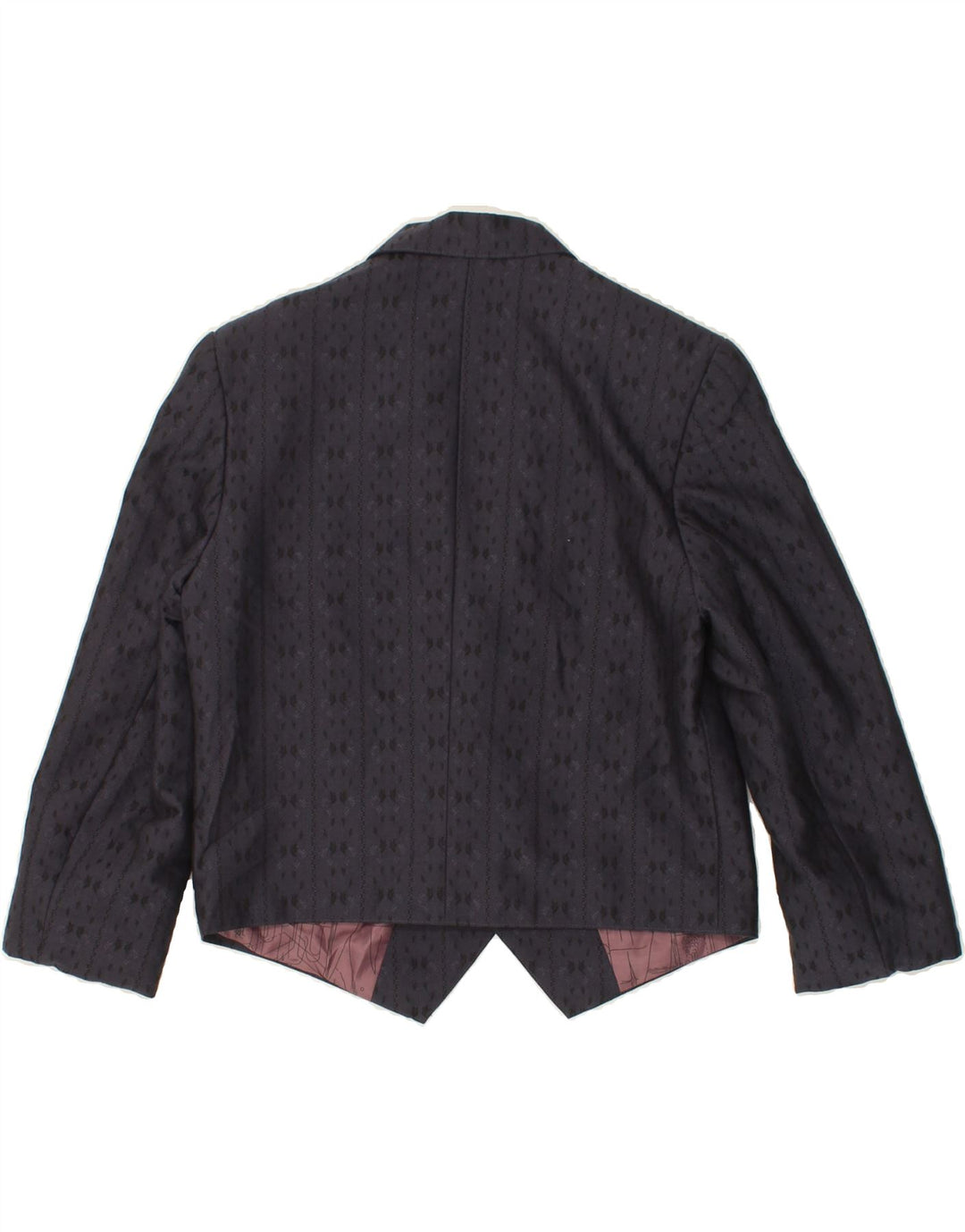 VINTAGE Womens Crop Blazer Jacket UK 12 Medium Navy Blue Floral Vintage Vintage and Second-Hand Vintage from Messina Hembry 