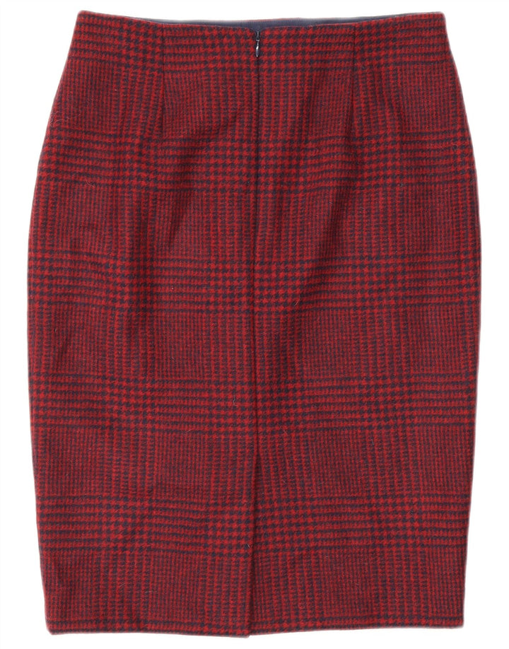 Damska spódnica ołówkowa Hobbs UK 10 Small W28 Czerwona wełna w pepitkę