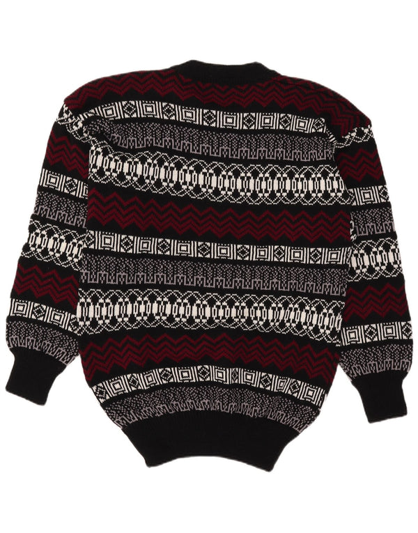 Vintage męski sweter z okrągłym dekoltem, duży, wielokolorowy, akryl Fair Isle