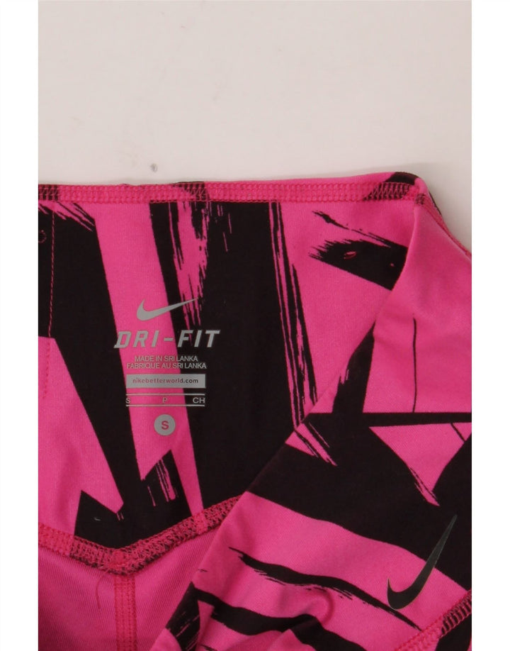 Damskie legginsy NIKE Dri Fit UK 10, mały, różowy, geometryczny poliester