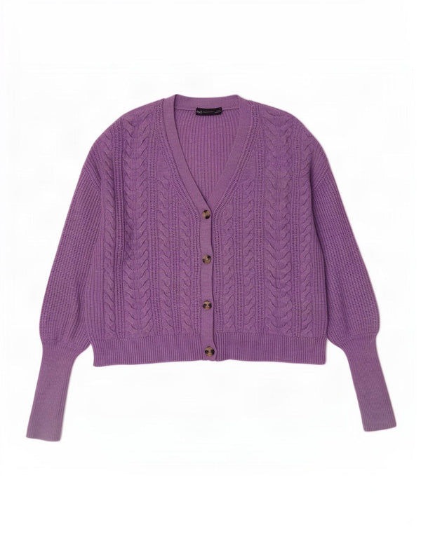 Marks & Spencer Damski sweter rozpinany UK 14, średni fiolet, wiskoza