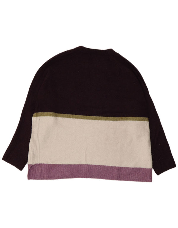 Damski sweter Marks & Spencer z okrągłym dekoltem, UK 18 XL, fioletowy z blokami kolorów