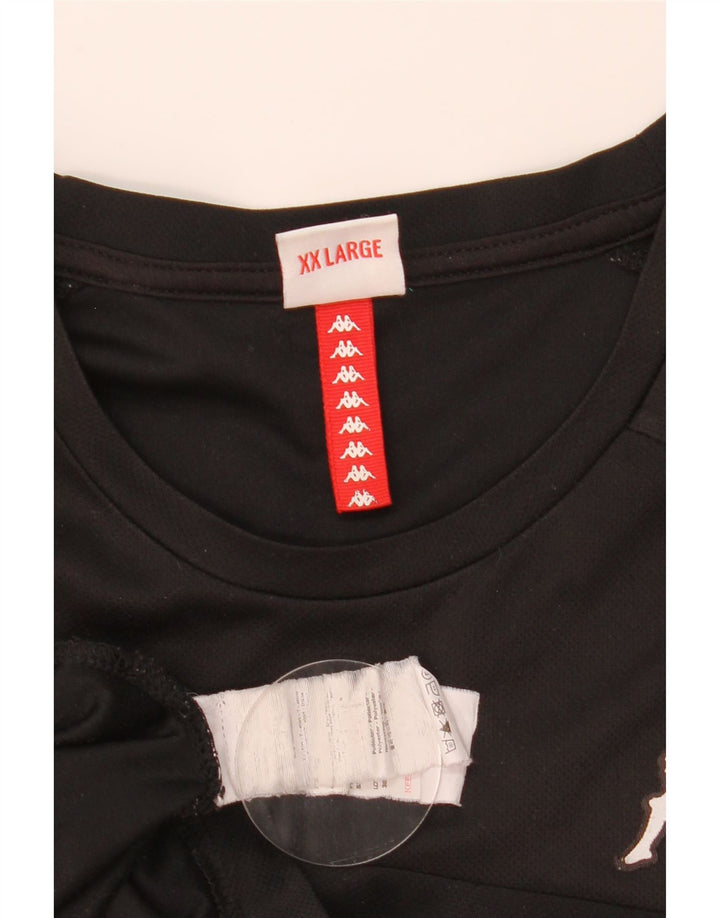 Męska koszulka z grafiką Kappa Top 2XL Czarny poliester z blokami kolorów