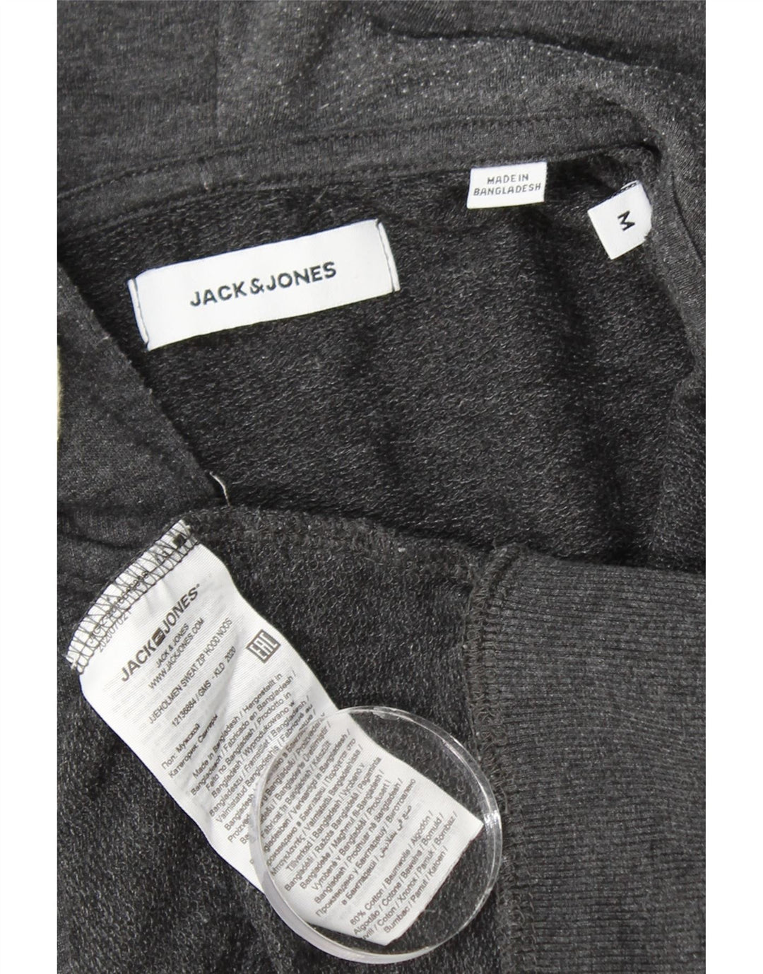 Męski sweter z kapturem i zamkiem JACK & JONES, średnioszary, bawełniany