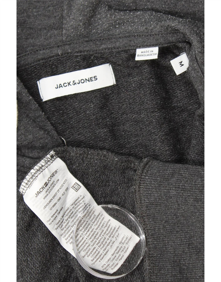 Męski sweter z kapturem i zamkiem JACK & JONES, średnioszary, bawełniany