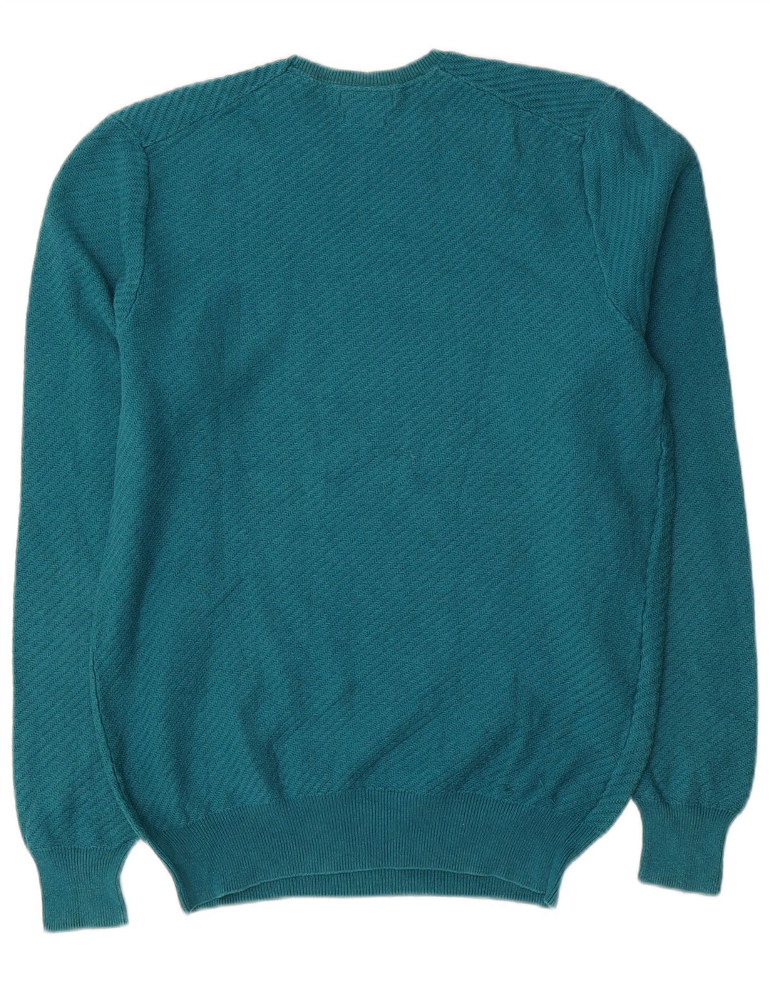 Męski sweter z okrągłym dekoltem Massimo Dutti, średnioniebieski, bawełniany