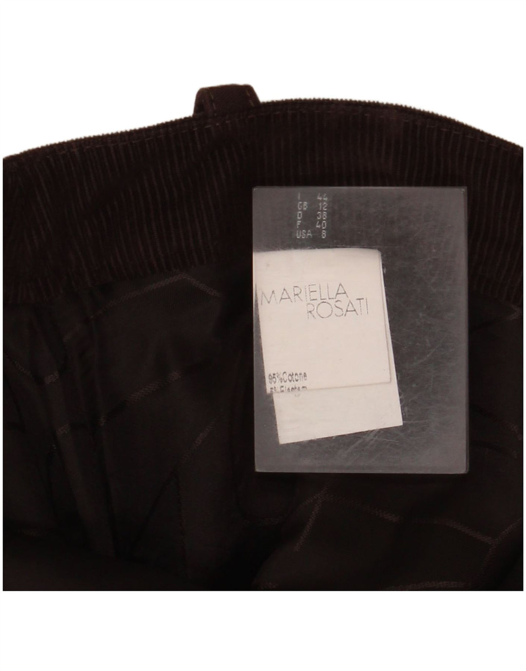 MARIELLA ROSATI Damska sztruksowa spódnica Maxi UK 12 Średnia W32 Brązowa bawełna