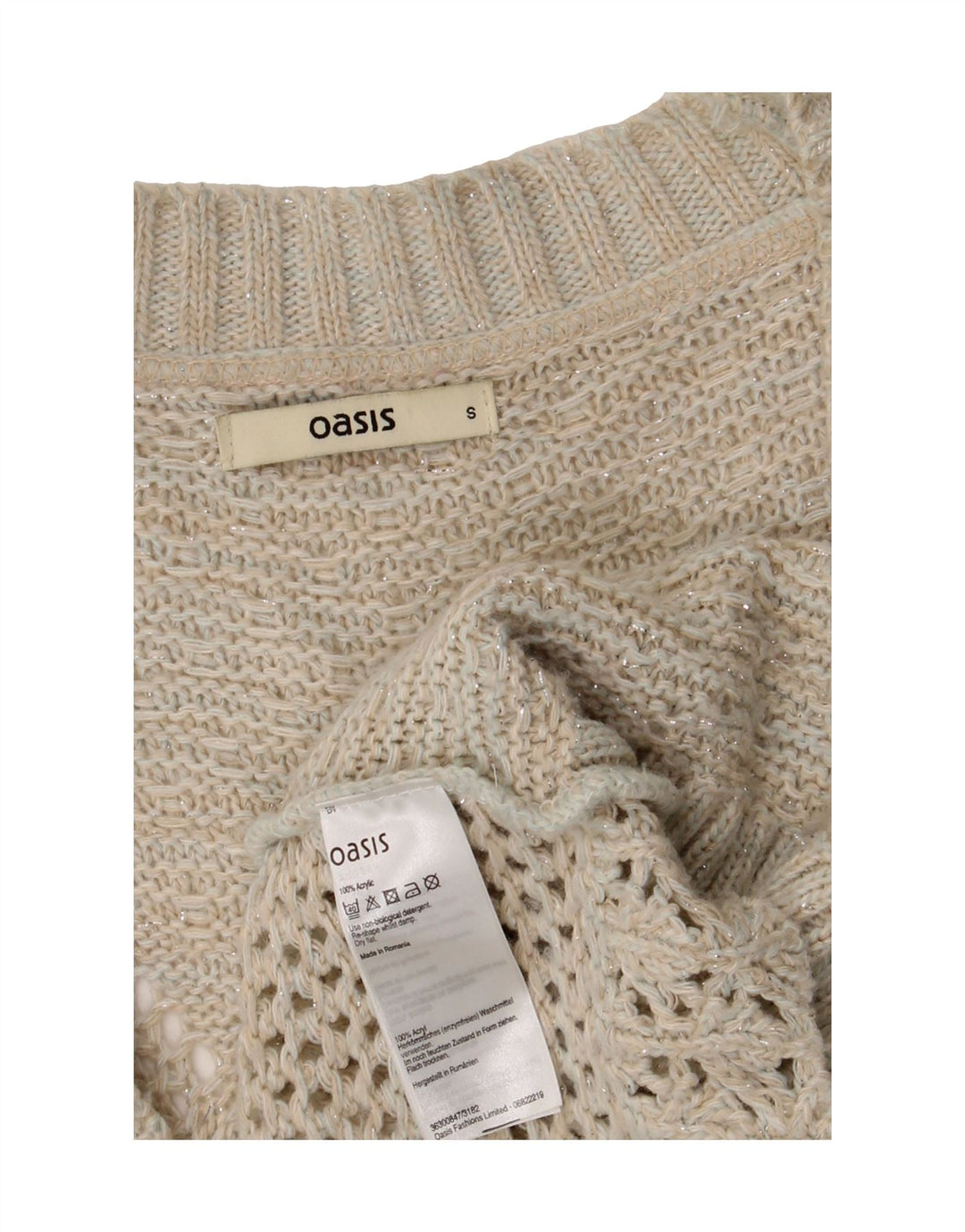 OASIS Womens Oversized 3/4 Sleeve Open Cardigan Sweater UK 10 Small Beige Vintage Oasis and Second-Hand Oasis from Messina Hembry 