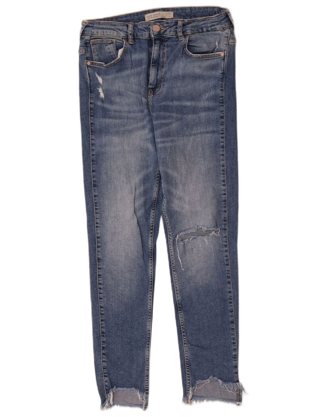 Damskie jeansy rurkowe Zara w trudnej sytuacji EU 40 Medium W30 L27 Niebieskie