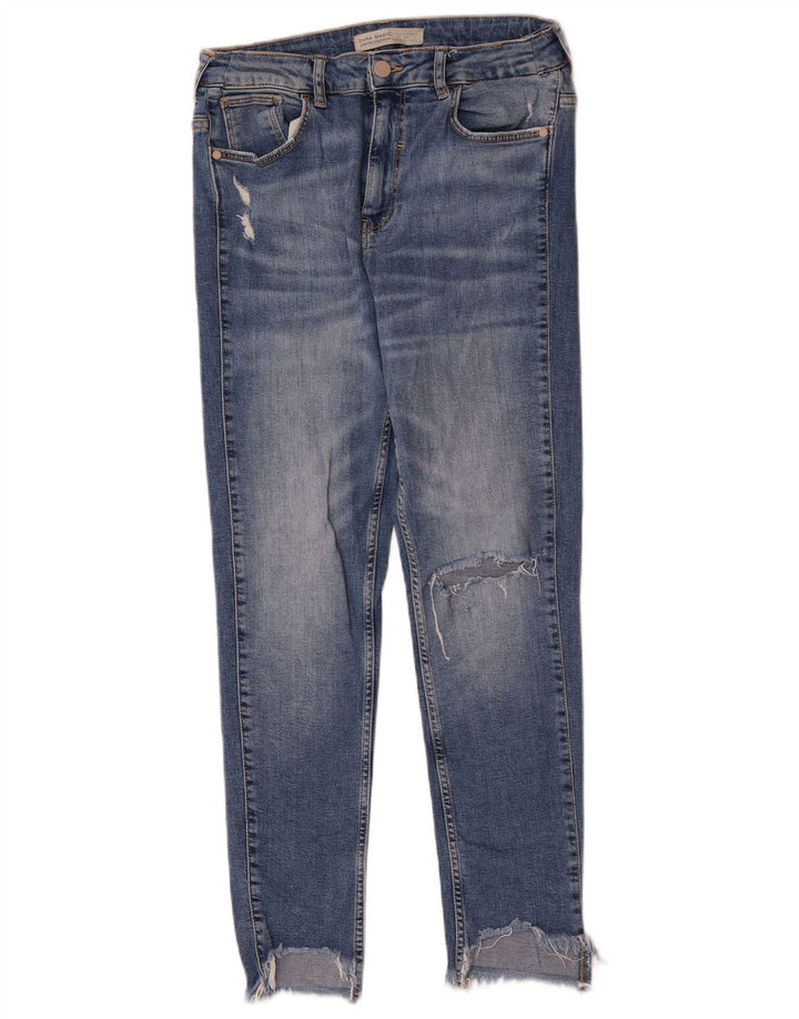 Damskie jeansy rurkowe Zara w trudnej sytuacji EU 40 Medium W30 L27 Niebieskie