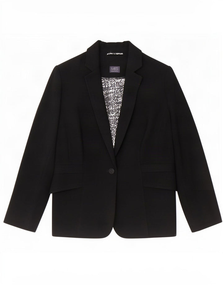 Marks & Spencer Damska marynarka zapinana na 1 guzik UK 20 2XL Czarny poliester