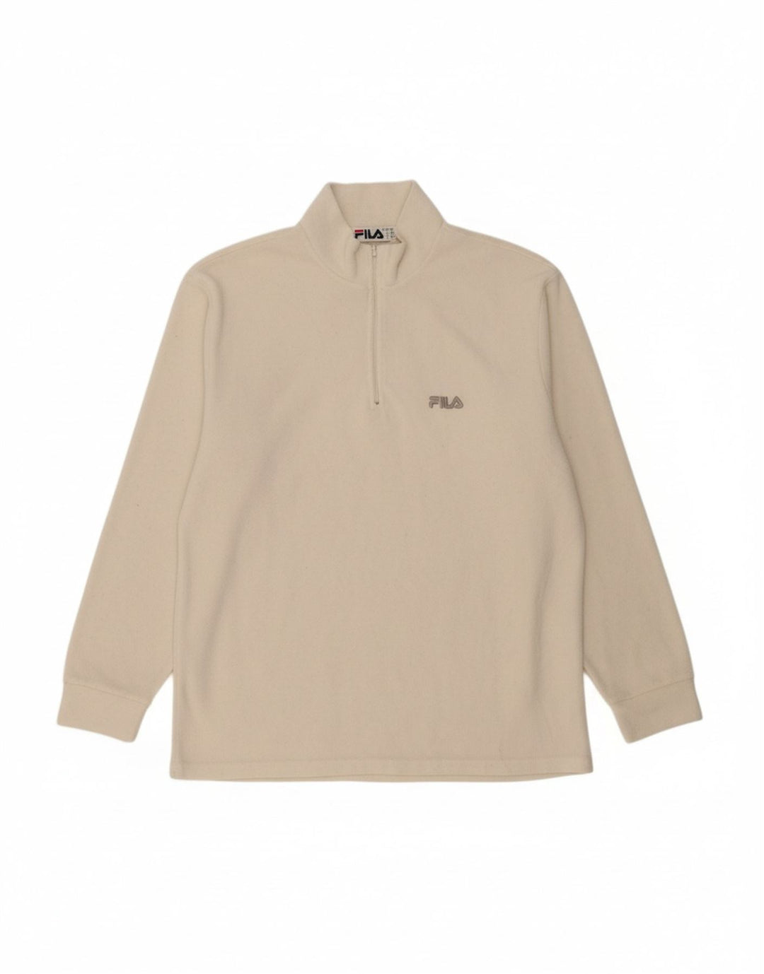 FILA Mens Zip Neck Fleece Jumper 2XL Off White