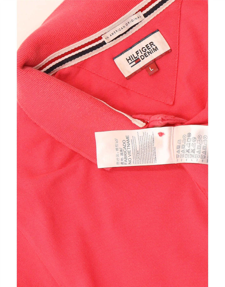 Męska koszulka polo Tommy Hilfiger, duża, różowa, bawełniana