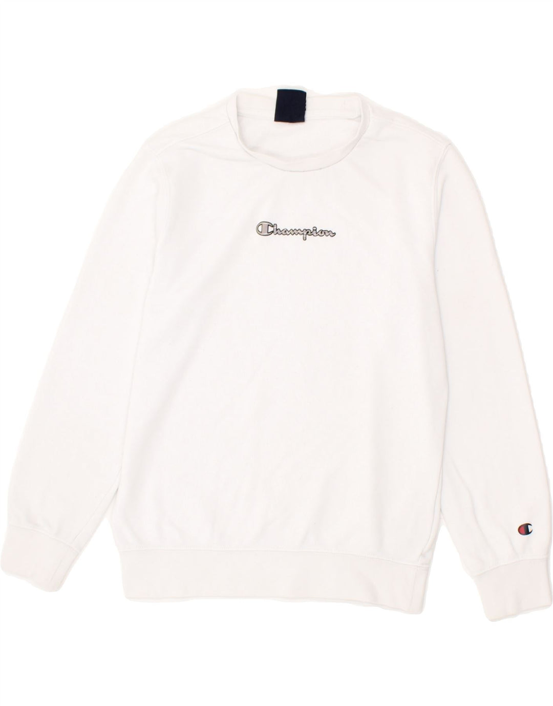 CHAMPION Boys Graphic Sweatshirt Jumper 9-10 Years Medium White Cotton Vintage Champion and Second-Hand Champion from Messina Hembry 