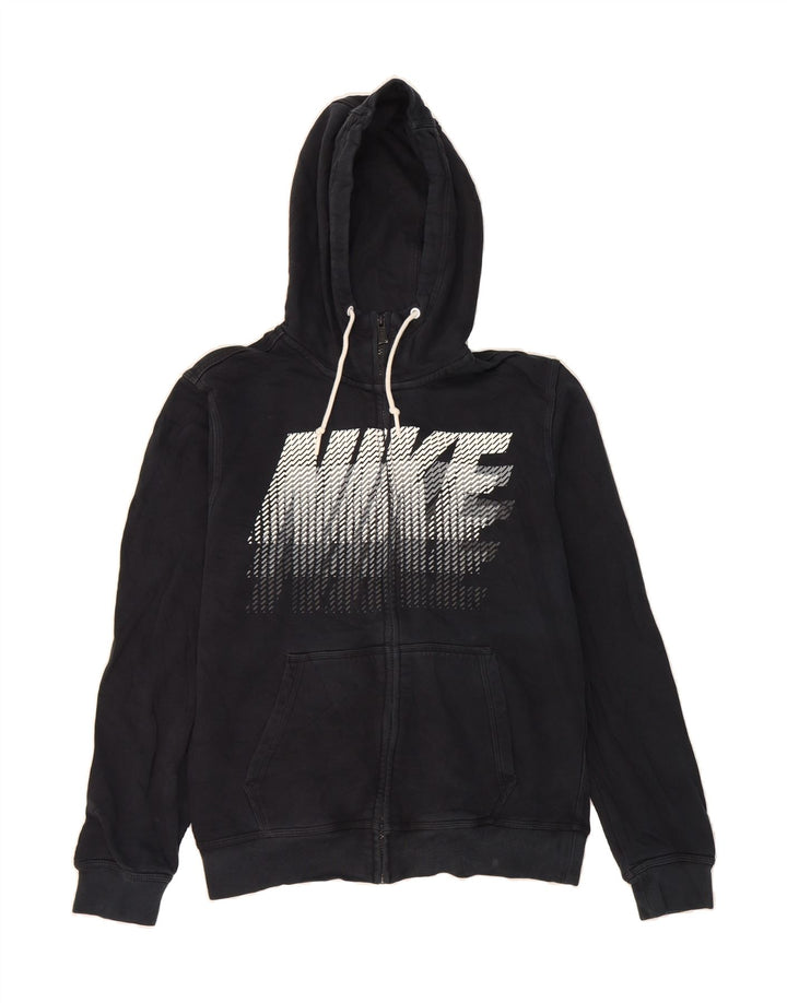 NIKE Mens Graphic Zip Hoodie Sweater Small Black Cotton Vintage Nike and Second-Hand Nike from Messina Hembry 