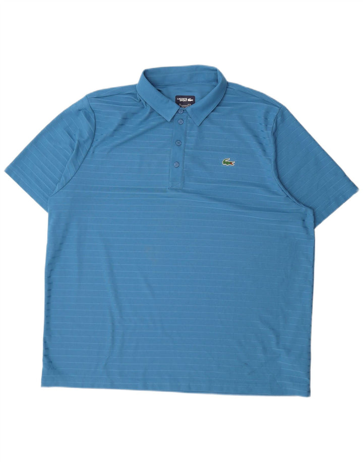 Męska koszulka polo Lacoste, rozmiar 9, 4XL, poliester w niebieskie paski