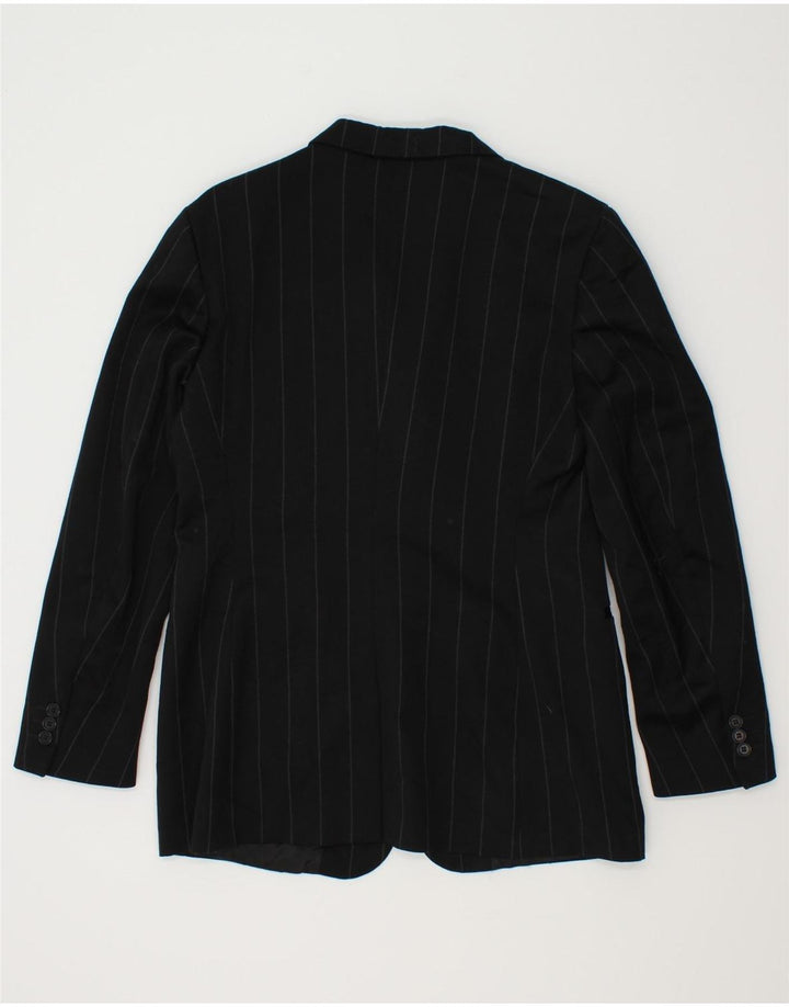 VINTAGE Womens 4 Button Blazer Jacket IT 46 Large Black Pinstripe Vintage Vintage and Second-Hand Vintage from Messina Hembry 