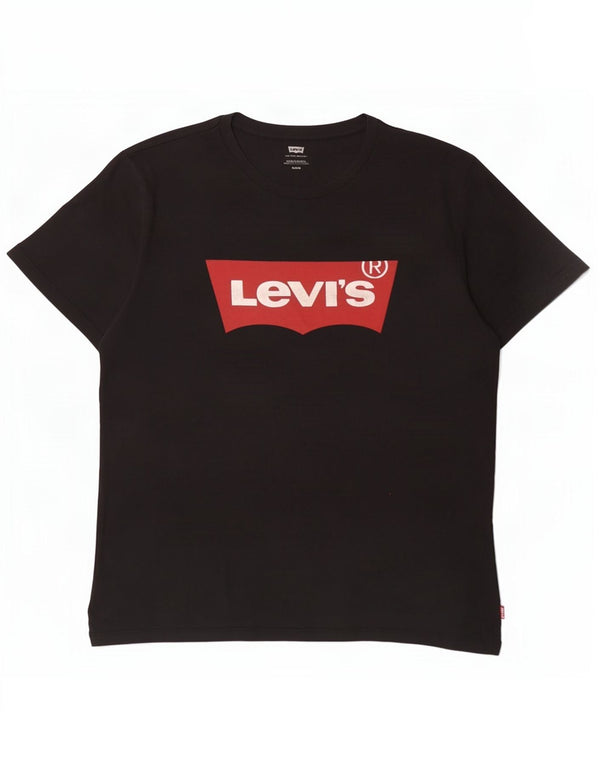 Męska koszulka z grafiką Levi's Top, średnia czarna bawełna