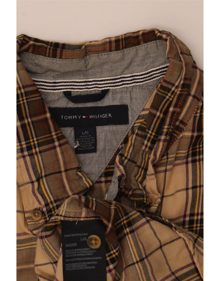 Męska koszula flanelowa Tommy Hilfiger w dużą beżową kratkę, bawełniana