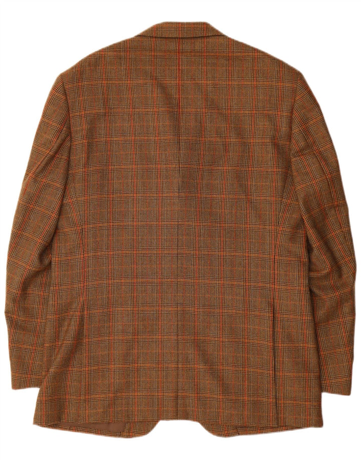 Vintage męska marynarka zapinana na 3 guziki IT 52 XL, brązowa wełniana kratka