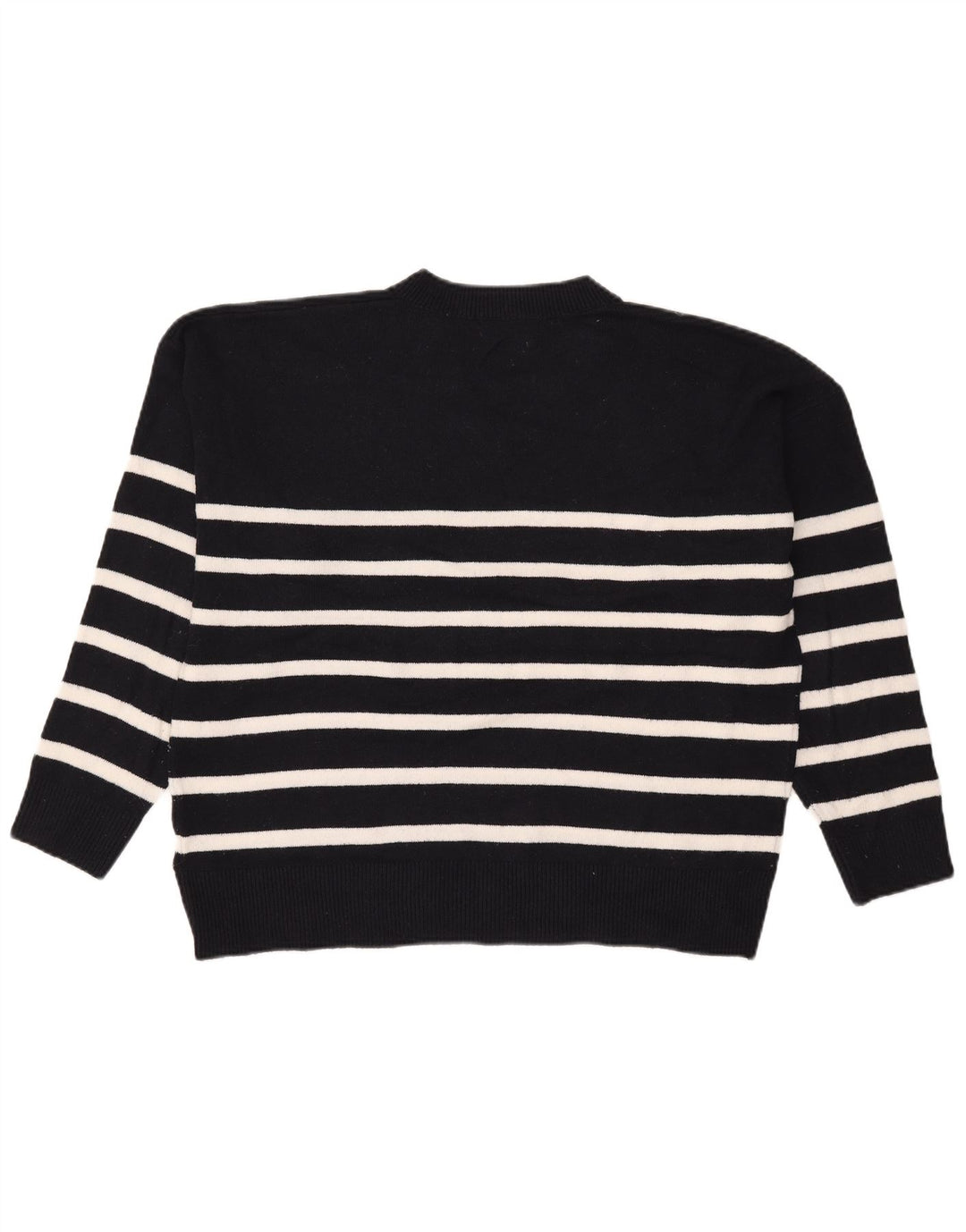 Marks & Spencer Damski sweter z dekoltem w kształcie litery V, UK 16, duże czarne paski