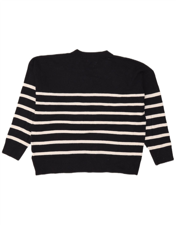 Marks & Spencer Damski sweter z dekoltem w kształcie litery V, UK 16, duże czarne paski