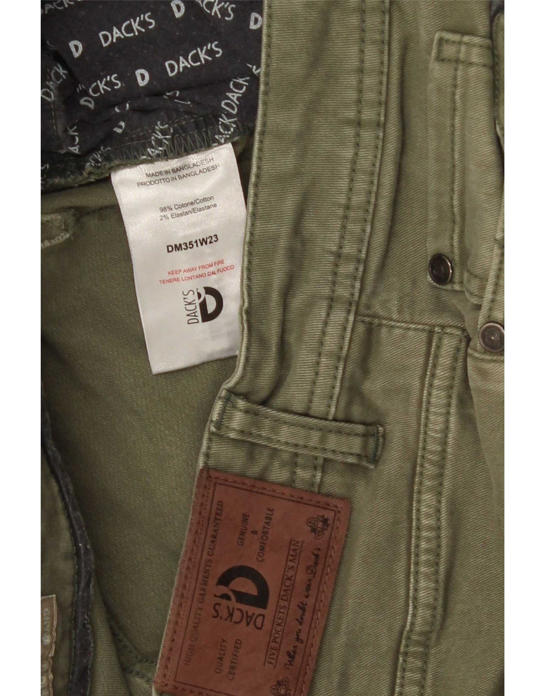 Dack's Męskie jeansy slim IT 50 Large W34 L30 Khaki Cotton