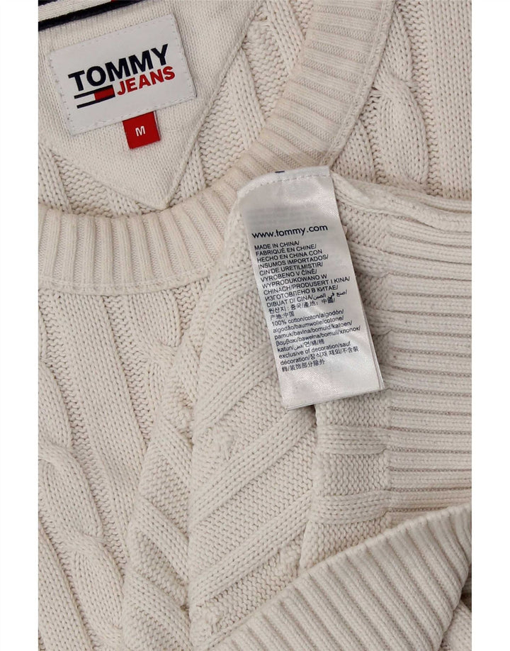 Męski sweter z okrągłym dekoltem Tommy Hilfiger, średniej wielkości biała bawełna