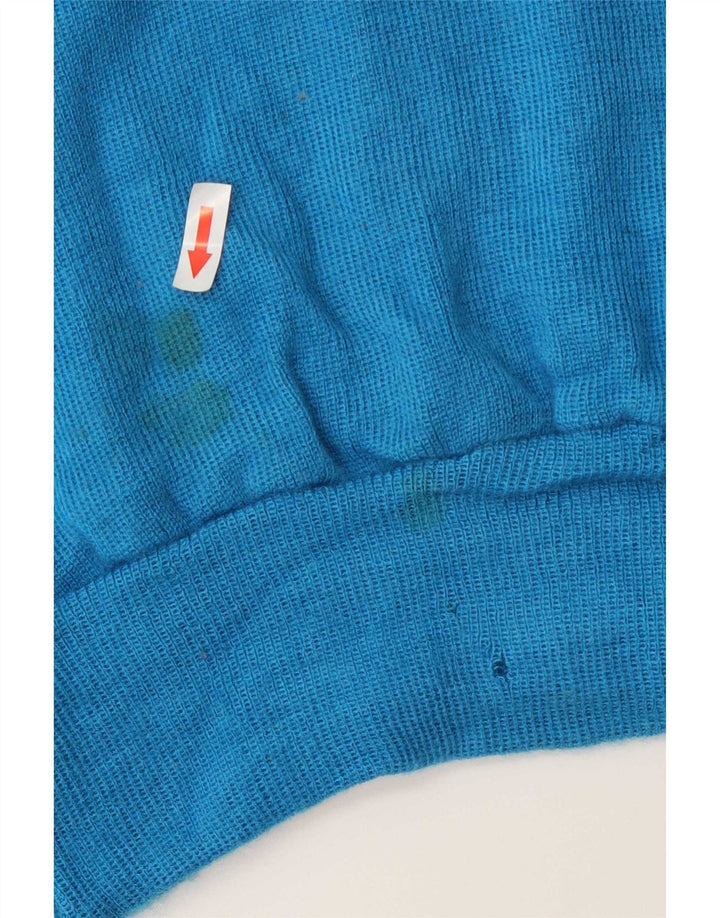 Sweter damski w stylu vintage z wywijanym dekoltem UK 14, średni niebieski