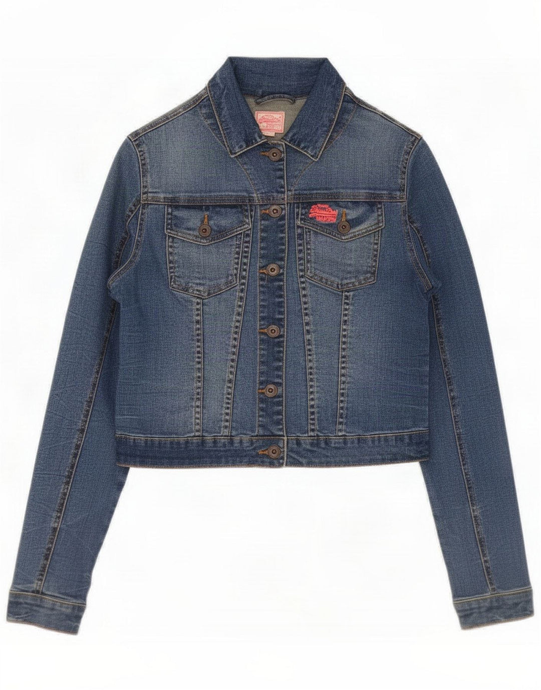 Kurtka damska Superdry Crop Denim UK 12 Medium Blue Cotton
