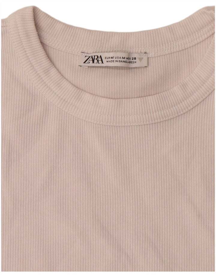 Damski T-shirt Zara Crop Top UK 12 Średni Biały