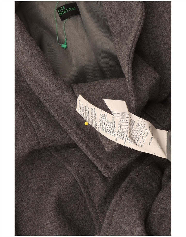 Dwurzędowy płaszcz damski Benetton IT 38 XS Szara wełna