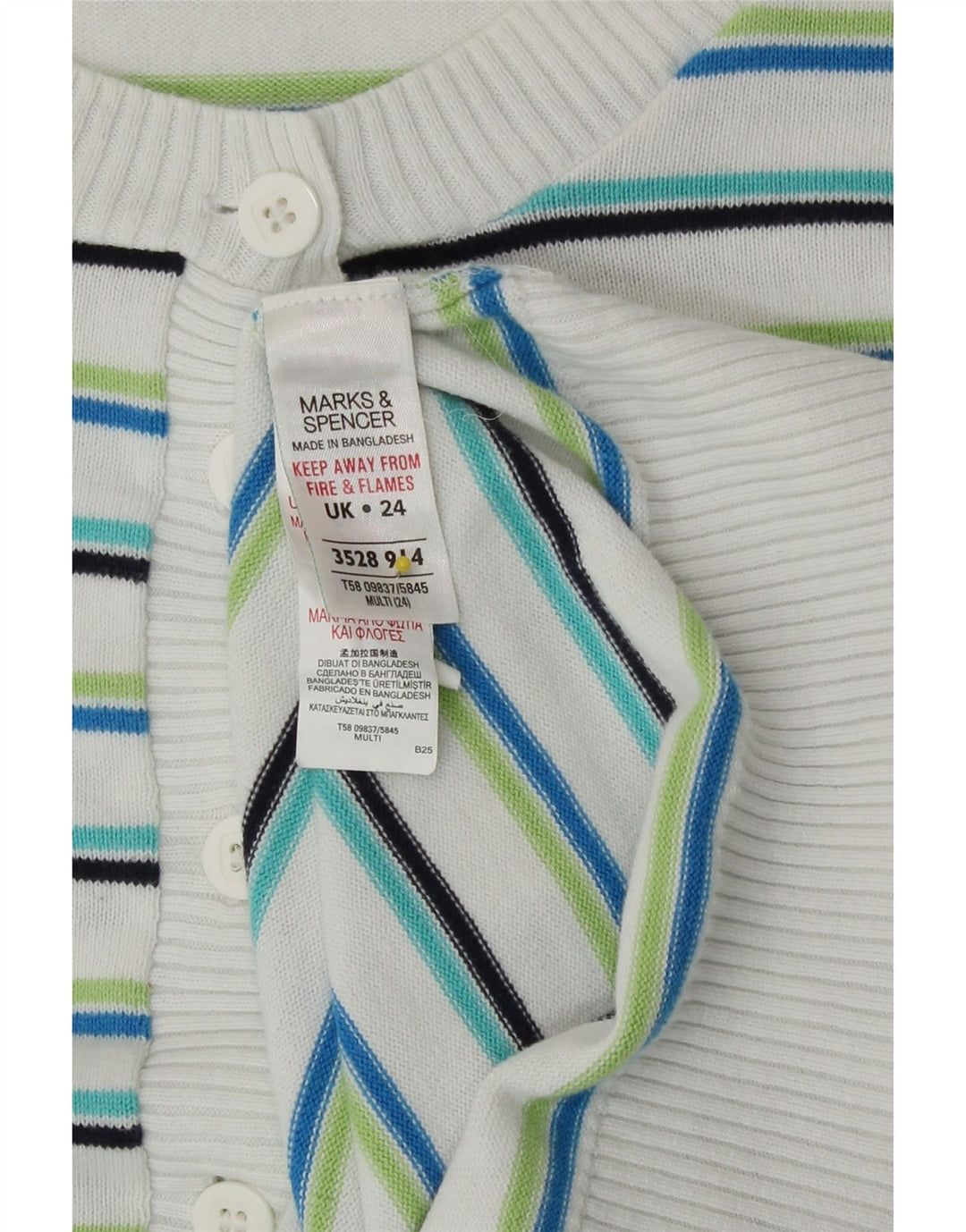 Marks & Spencer Damski sweter kardigan UK 24 4XL wielokolorowe paski
