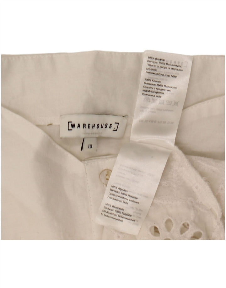 Bluzka damska z krótkim rękawem WAREHOUSE UK 10, mała, biała, poliestrowa