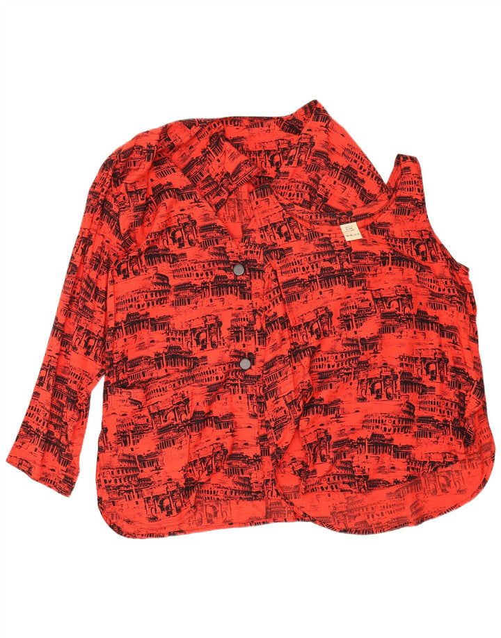 Dwuczęściowy damski zestaw graficzny, oversize w stylu vintage IT 46, duża czerwona wiskoza