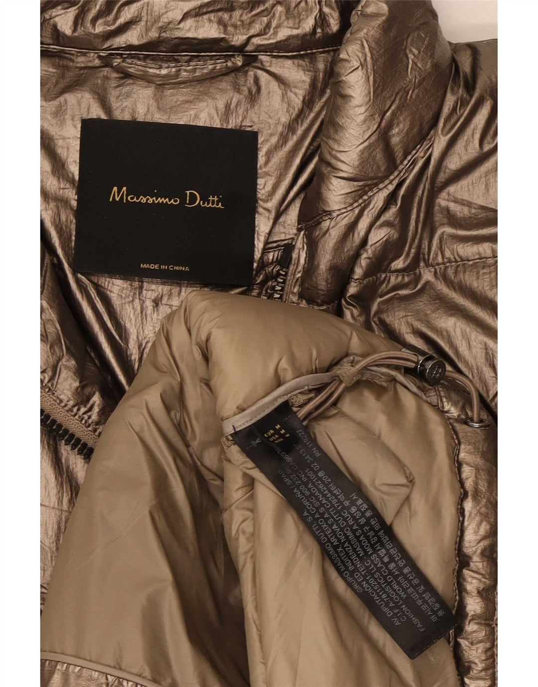 Damska ocieplana kurtka Massimo Dutti UK 14, poliester w kolorze średniego złota