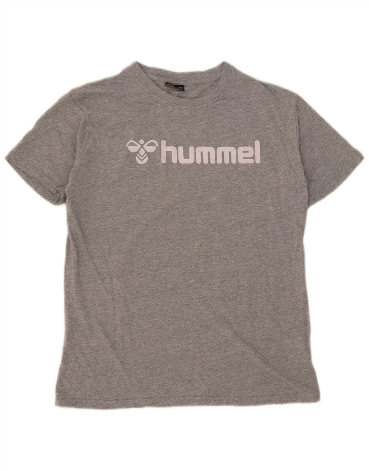 Męska koszulka z grafiką Hummel Top, średnia, szara, bawełniana nakrapiana