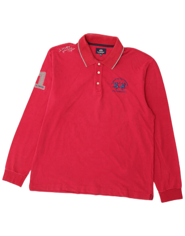 Męska koszulka polo z długim rękawem La Martina, 2XL, różowa, bawełniana