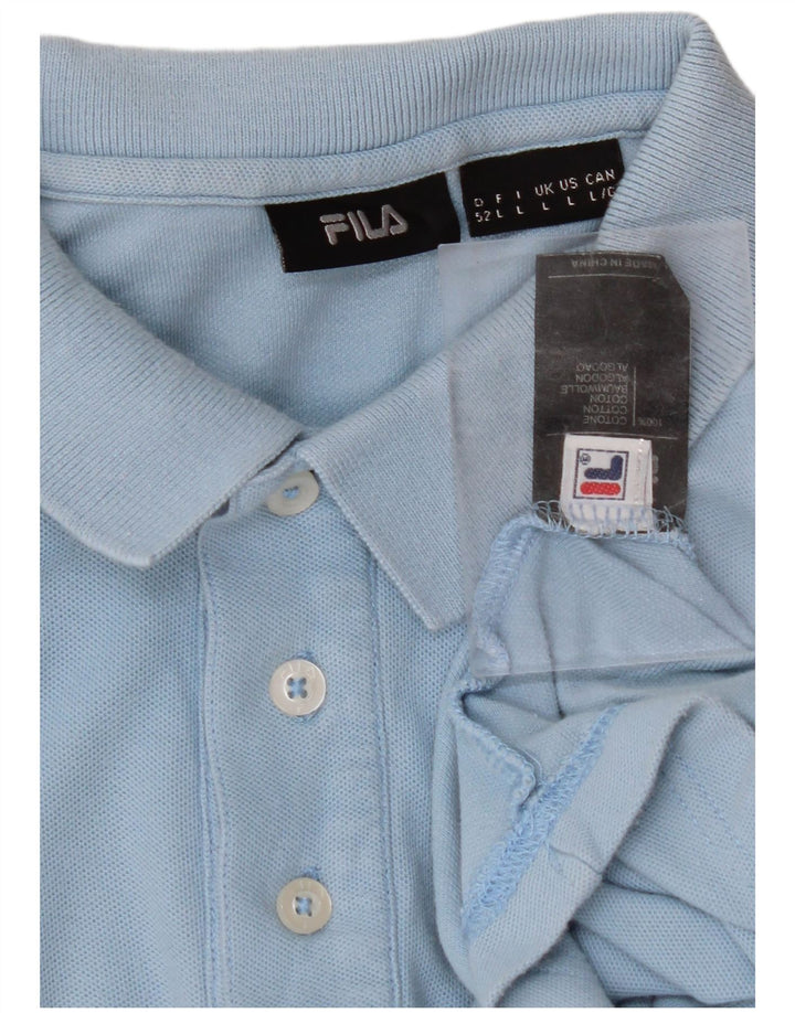 FILA Mens Polo Shirt Large Blue Cotton