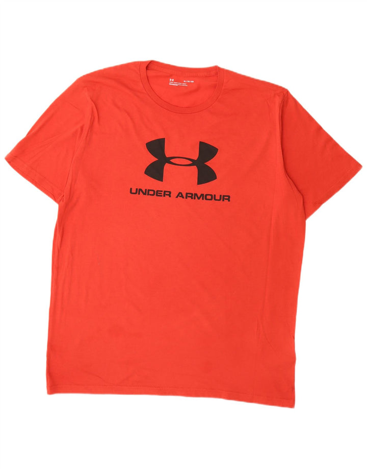 Męska koszulka z grafiką UNDER ARMOUR XL, czerwona, bawełniana