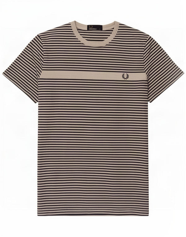 T-shirt męski Fred Perry, mały, biały, bawełniany w prążki