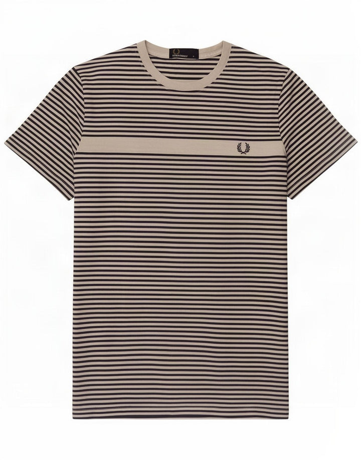T-shirt męski Fred Perry, mały, biały, bawełniany w prążki