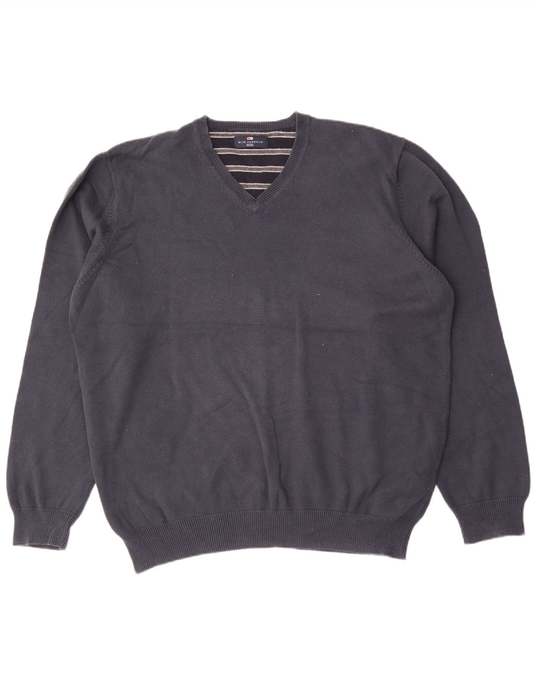Męski sweter Marks & Spencer Blue Harbor z dekoltem w kształcie litery V, duży, granatowy