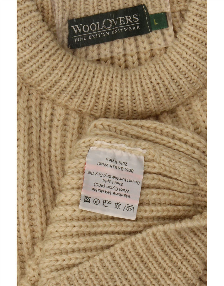 Damski sweter WoolOvers z okrągłym dekoltem UK 16, duża beżowa wełna
