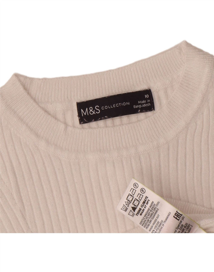 Marks & Spencer Damski sweter z okrągłym dekoltem, UK 10, mały, biały