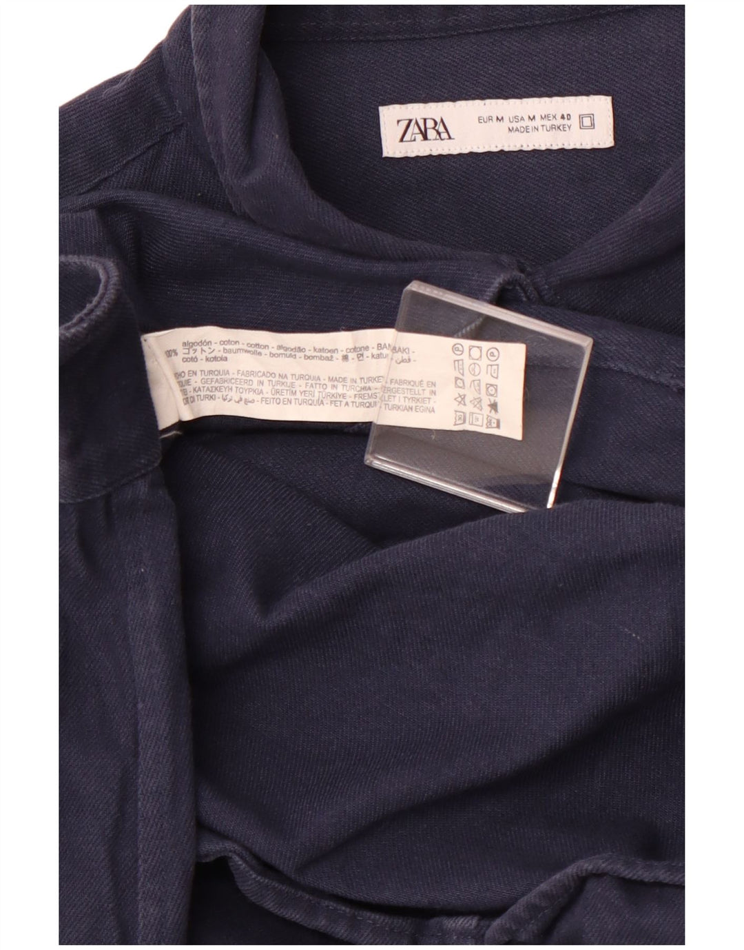 Męska koszula flanelowa ZARA, średnia, granatowa, bawełniana